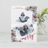 Weihnachten Holly Pine Rustikales Foto Weihnachtsk (Stehend Vorderseite)