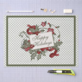 Weihnachten-Holly-POLKA-DOT-Happy Holidays Seidenpapier (Handwerk)