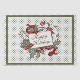 Weihnachten-Holly-POLKA-DOT-Happy Holidays Seidenpapier