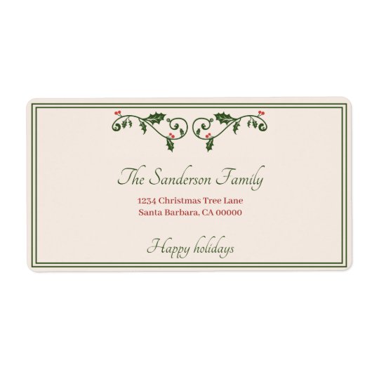 Weihnachten Holly Red Berries Holiday Rücksendeadr (Vorne)