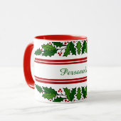 Weihnachten Holly & Red Berries Weihnachten Weihna Tasse (Vorderseite Links)