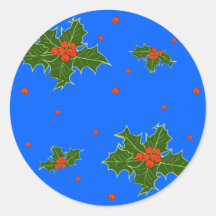 Weihnachten Holly Red Berry Muster auf festlich bl