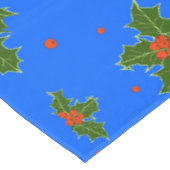 Weihnachten Holly Red Berry Muster auf festlich bl Tischdecke (Schrägansicht)