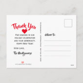 Weihnachten Holly Red Script Vielen Dank Postcard (Rückseite)