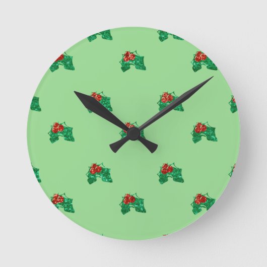 Weihnachten Holly Runde Wanduhr (Vorderseite)