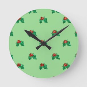 Weihnachten Holly Runde Wanduhr