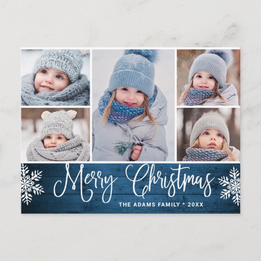 Weihnachten Holly Rustic 5 FOTO Grußurlaub Po Postkarte (Vorderseite)