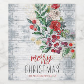 Weihnachten Holly Rustic Woliday Weinetikett (Einzelnes Label)