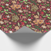 Weihnachten Holly, Schneeflocken Kekse, Bonbons Geschenkpapier (Ecke)