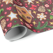 Weihnachten Holly, Schneeflocken Kekse, Bonbons Geschenkpapier (Rolleneckpunkt)