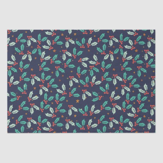 Weihnachten Holly Seamless Muster Seidenpapier (Vorderseite)