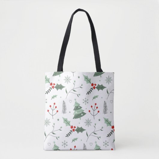 Weihnachten Holly & Tree Tote Tag Tasche (Vorderseite)