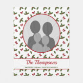 Weihnachten Holly und Bows Custom Foto Template Fleecedecke (Vorderseite)