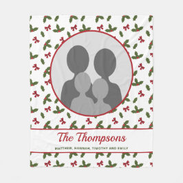Weihnachten Holly und Bows Custom Foto Template Fleecedecke