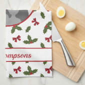 Weihnachten Holly und Bows Custom Foto Template Geschirrtuch (Viertel Falte)