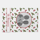 Weihnachten Holly und Bows Custom Foto Template Geschirrtuch (Horizontal)