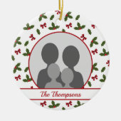 Weihnachten Holly und Bows Custom Foto Template Keramik Ornament (Vorne)