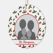 Weihnachten Holly und Bows Custom Foto Template Keramik Ornament (Links)