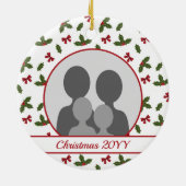Weihnachten Holly und Bows Custom Foto Template Keramik Ornament (Hinten)