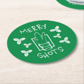 Weihnachten Holly und ein glänzendes Glas Runder Pappuntersetzer (Angewinkelt)