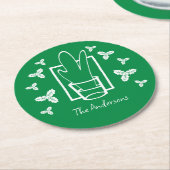 Weihnachten Holly und ein glänzendes Glas Runder Pappuntersetzer (Angewinkelt)