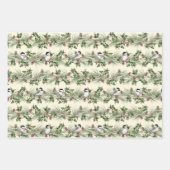 Weihnachten Holly und Pine Chickadees Geschenkpapier Set (Vorderseite 2)