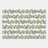 Weihnachten Holly und Pine Chickadees Geschenkpapier Set (Vorderseite)