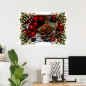 Weihnachten Holly und Pinecone Poster (Heimbüro)