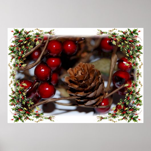 Weihnachten Holly und Pinecone Poster (Vorne)