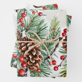 Weihnachten Holly und Pinecones Geschenkpapier Set (Beispiel)