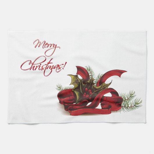 Weihnachten Holly und Pines Geschirrtuch (Horizontal)