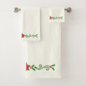 Weihnachten Holly und Poinsettias Badetuch Set (Insitu)