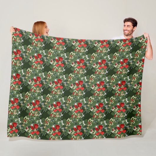 Weihnachten Holly und Red Bows Fleece Blanket (Beispiel)