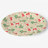 Weihnachten Holly und Ribbon Pappteller (Schrägansicht)