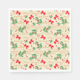 Weihnachten Holly und Ribbon Serviette