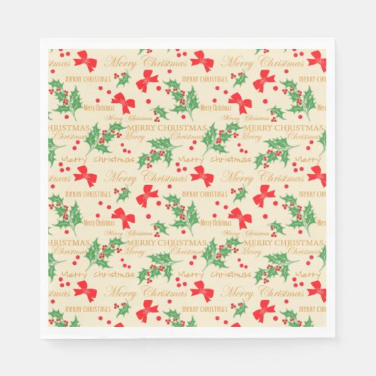 Weihnachten Holly und Ribbon Serviette (Vorderseite)