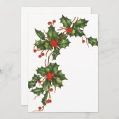 Weihnachten, Holly w Red Berries Einladung (Vorne/Hinten)