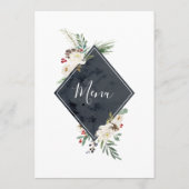 Weihnachten Holly & White Roses Bouquet Rahmen Menükarte (Rückseite)