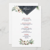 Weihnachten Holly & White Roses Bouquet Rahmen Menükarte (Vorne/Hinten)