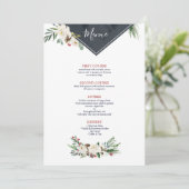 Weihnachten Holly & White Roses Bouquet Rahmen Menükarte (Stehend Vorderseite)