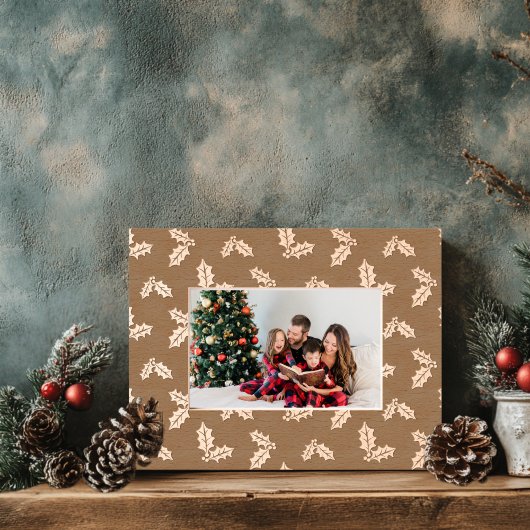Weihnachten Holly Wooden Geätzte Rahmen