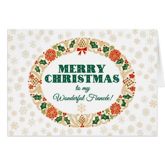 Weihnachten Holly Wreath für Fiancee Snowflakes (Vorderseite (Horizontal))