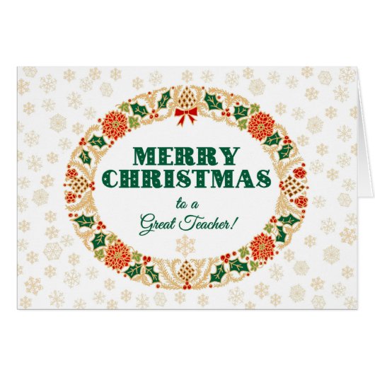 Weihnachten Holly Wreath für Lehrer Schneeflocken (Vorderseite (Horizontal))