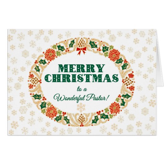 Weihnachten Holly Wreath, für Pastor, Schneeflocke (Vorderseite (Horizontal))