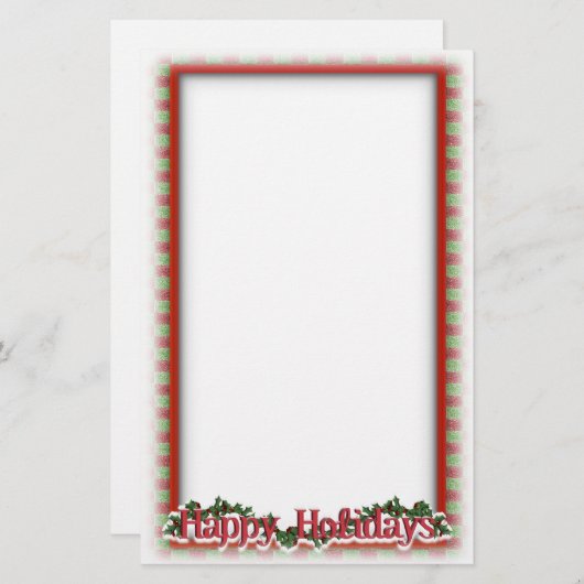 Weihnachten Holly Wreath Holiday Schreiben Briefpapier (Vorne/Hinten)