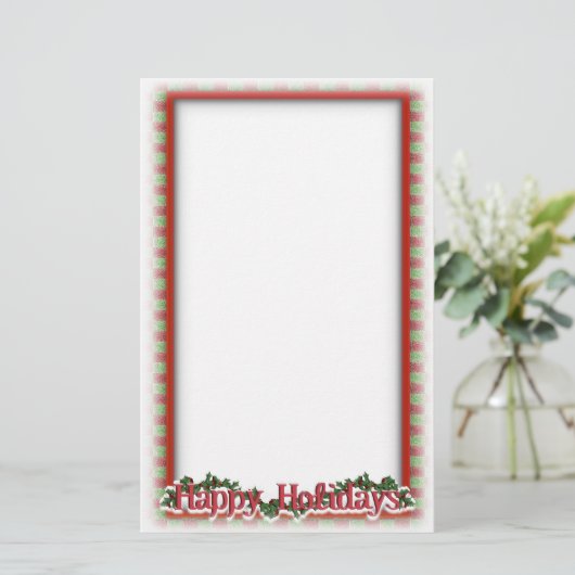 Weihnachten Holly Wreath Holiday Schreiben Briefpapier (Stehend Vorderseite)