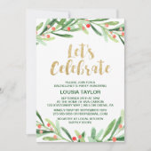 Weihnachten Holly Wreath Let's Celebrate Einladung (Vorderseite)