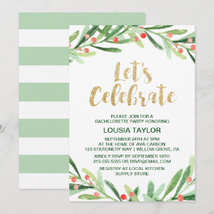 Weihnachten Holly Wreath Let's Celebrate Einladung