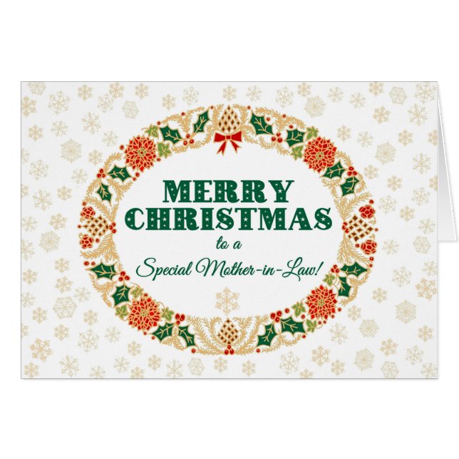 Weihnachten Holly Wreath, Schwiegermutter, Schneef (Vorderseite (Horizontal))