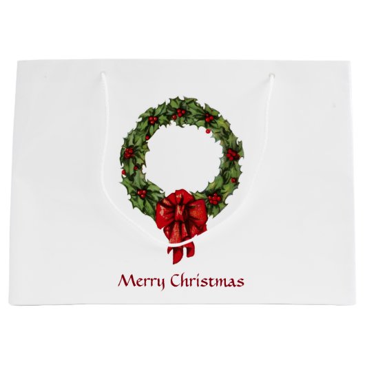Weihnachten Holly Wreath und Berries Große Geschenktüte (Vorderseite)